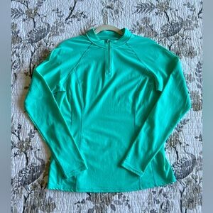 Coolibar Long Sleeve 1/4 Zip UPF 50 Swim Sun Protection Top in Teal • M